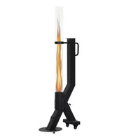 Outdoor Flame Heater Designed for Patio Elegance, 11,000 BTU Output, 360° Glass Enclosure, Mobility Wheels